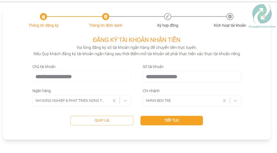 Dien thong tin tai khoan ngan hang