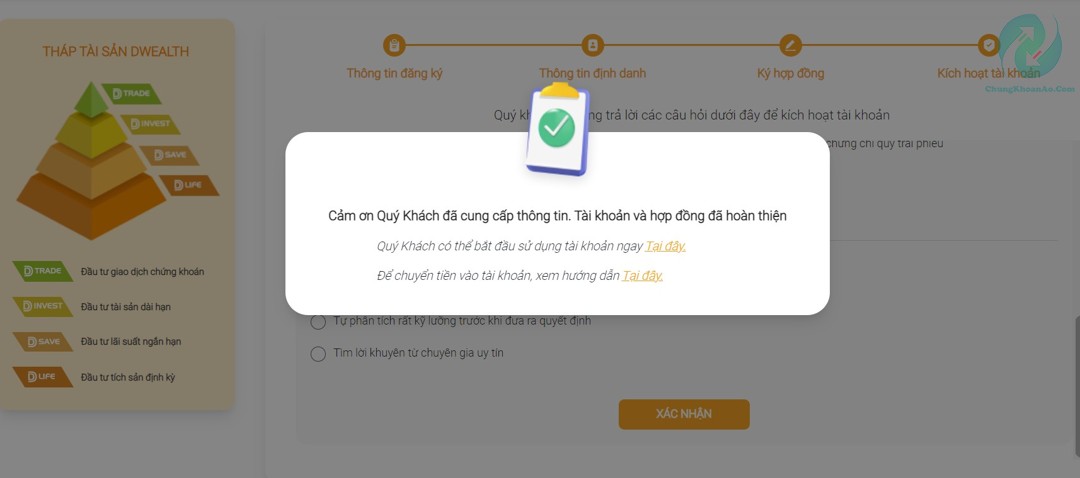 Hoan thanh mo tai khoan chung khoan Vndirect