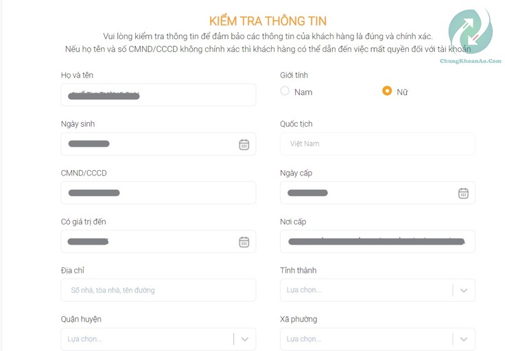 Kiem tra thong tin và dien dia chi