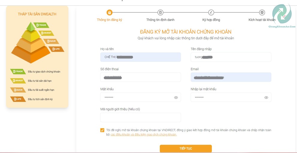mở tài khoản chứng khoán vndirect