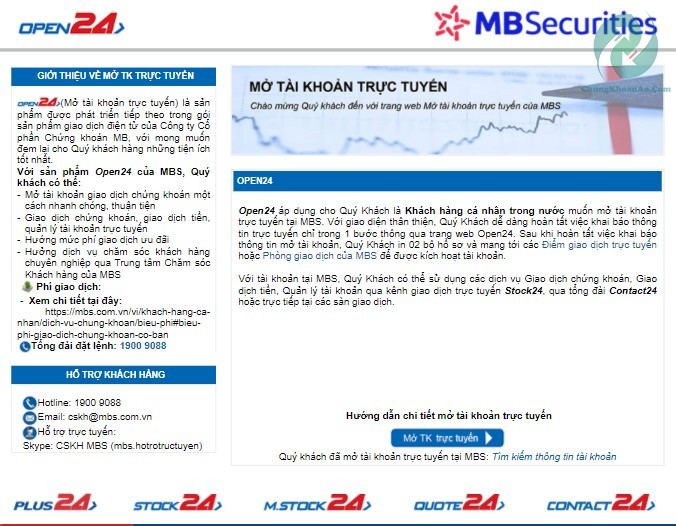 Mở tài khoản chứng khoán MBbank trực tuyến