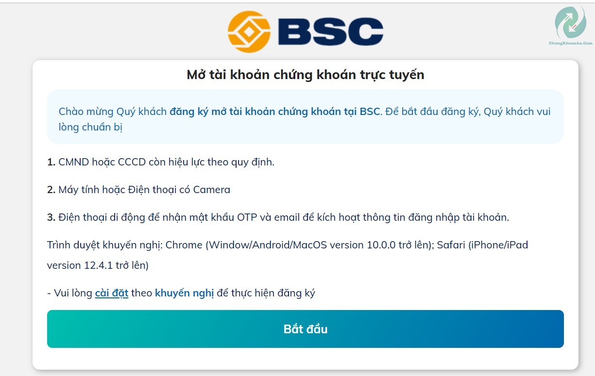 Hướng dẫn mở tài khoản chứng khoán BIDV - BSC 2023 2 link mở tài khoản chứng khoán bidv