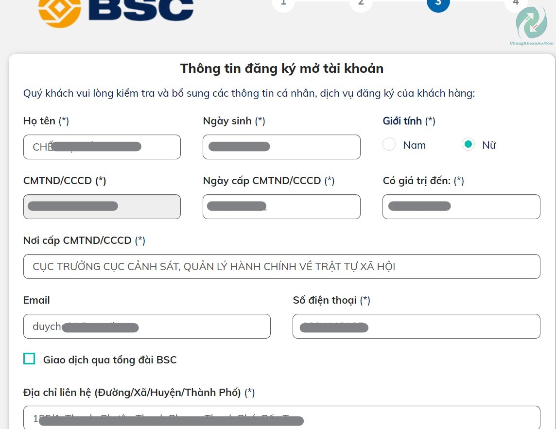 Hướng dẫn mở tài khoản chứng khoán BIDV - BSC 2023 5 Xem lại thông tin cá nhân