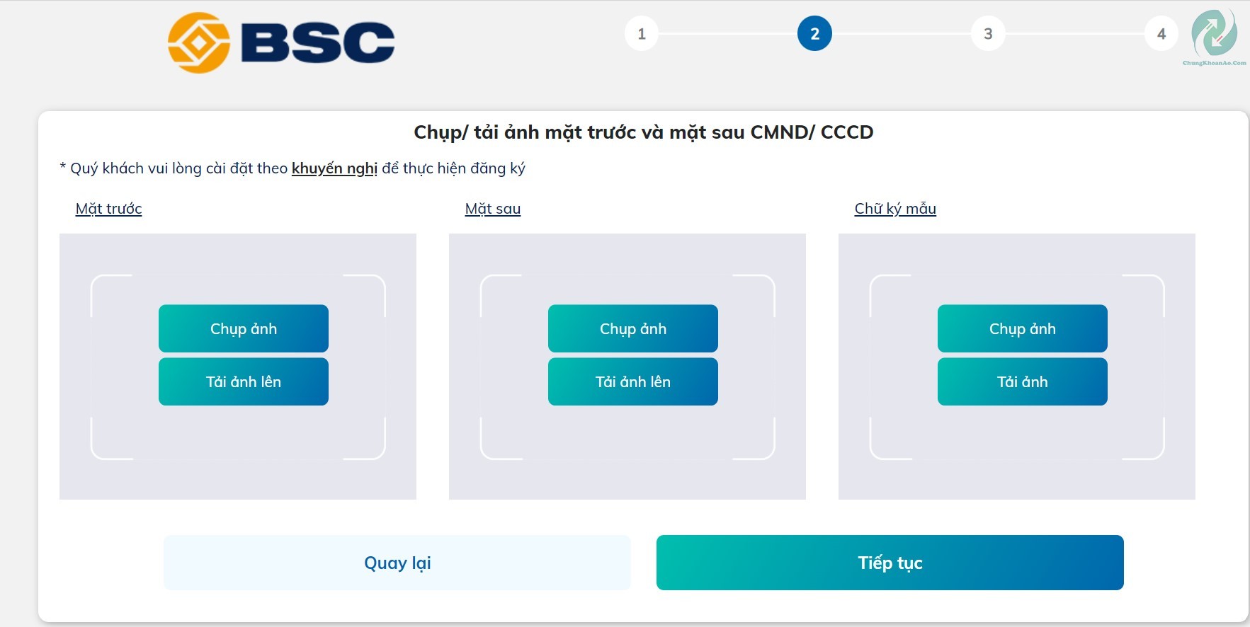 Hướng dẫn mở tài khoản chứng khoán BIDV - BSC 2023 4 Dien thong tin ve CMND hoac CCCD