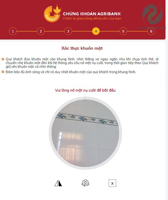 Xác thực khuôn mặt khi mở tài khoản chứng khoán online agribank