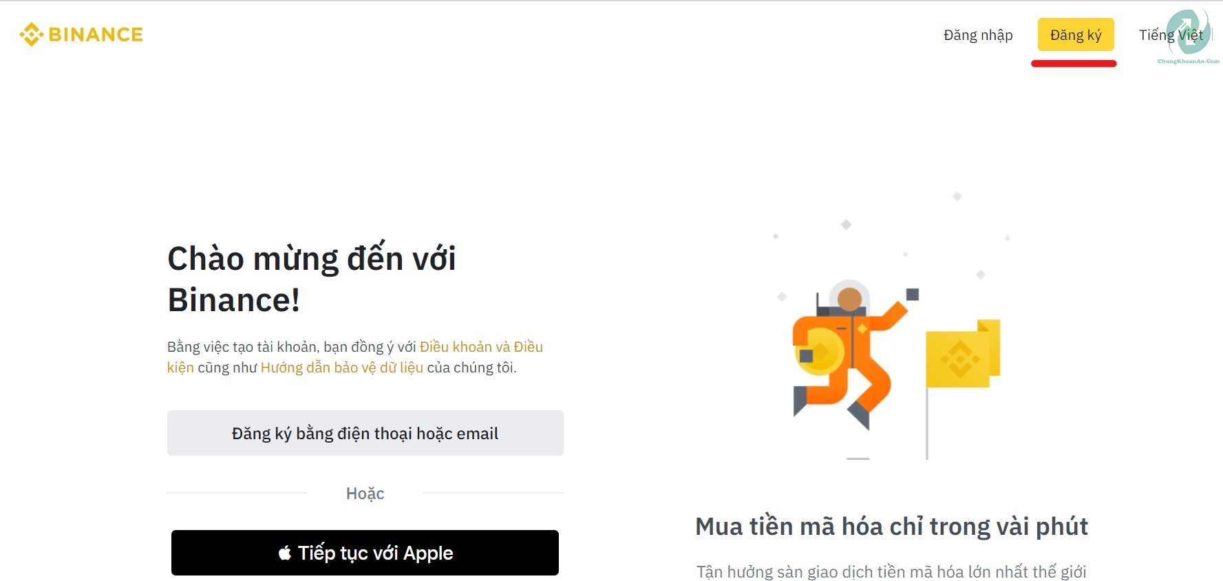 tạo tài khoản binance