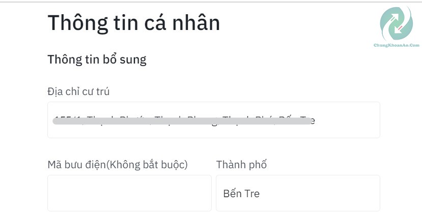 Điền thông tin cá nhân Binance
