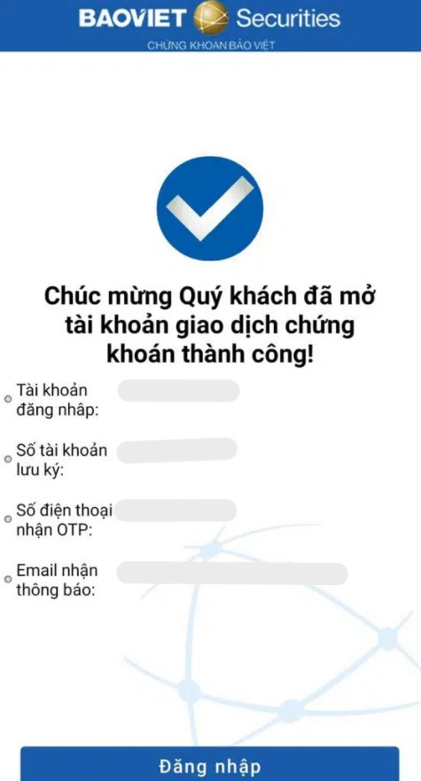 mở tài khoản chứng khoán bảo việt thành công