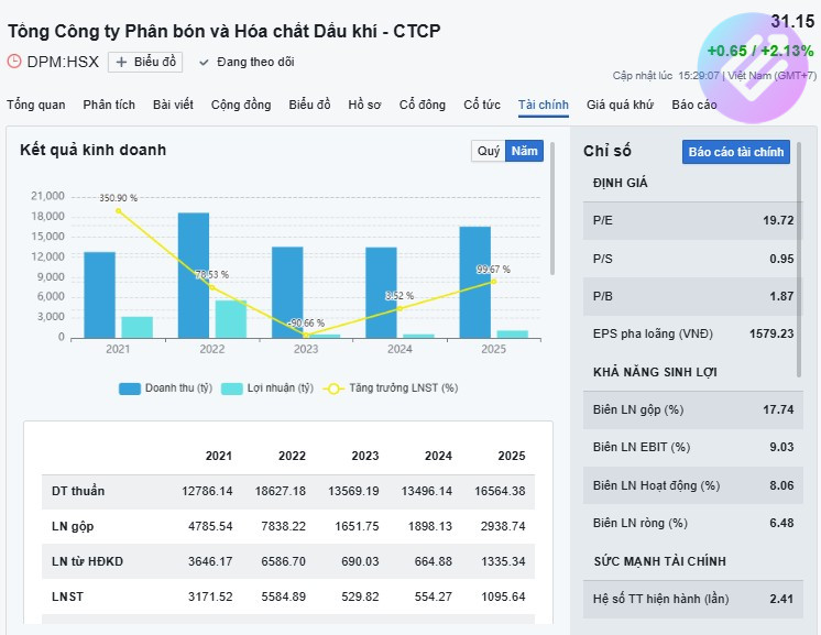 Báo cái tài chính DPM